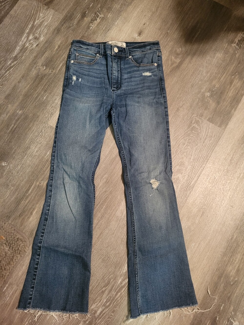 Abercrombie & Fitch The Flare Jeans 2 Ultra High Rise Raw Hem Womens Boho